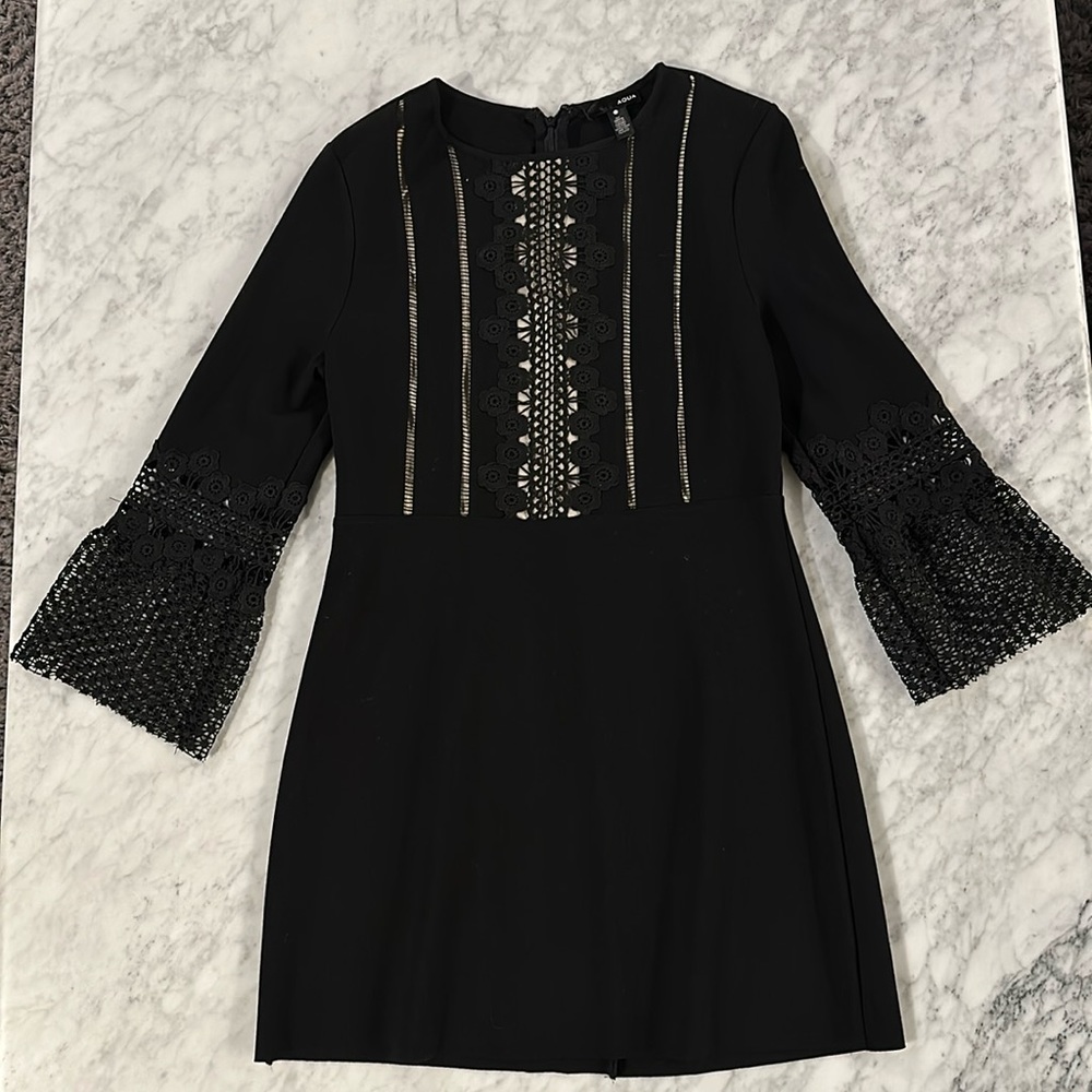 Black AQUA dress, long sleeve, size Small
